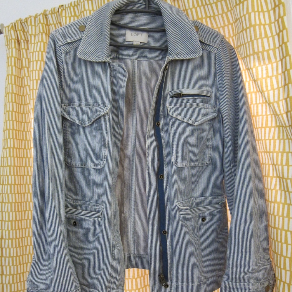 Ann Taylor LOFT Striped Utility Jacket S EUC Clean